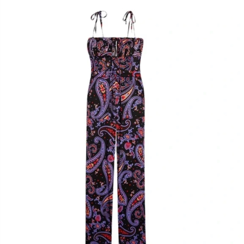 Danielle Bernstein WeWoreWhat Black Paisley Jumpsuit size 16